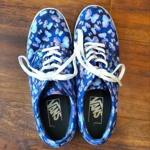 Butterfly Print Laced Vans Womens 7.5